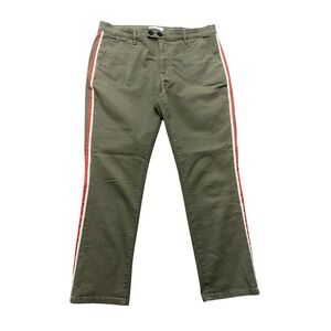 FRAME Chino Pants Womens 29 Olive Green‎ Side Stripe Red White Stretch Slim Fit